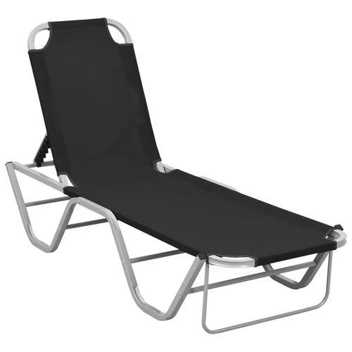 vidaXL Sun Lounger Aluminium and Textilene Black - Sun Lounger
