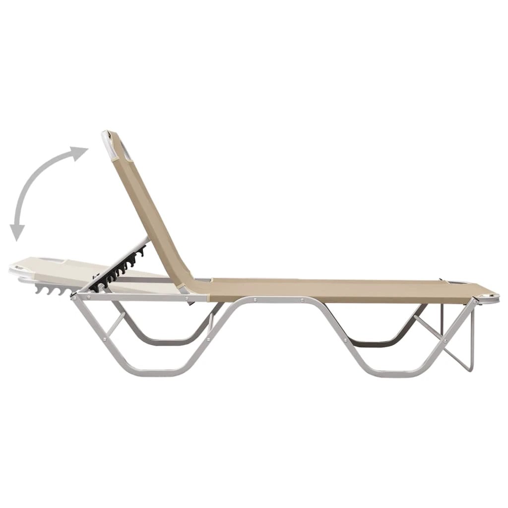 vidaXL Sun Lounger Aluminium and Textilene Black by vidaXL