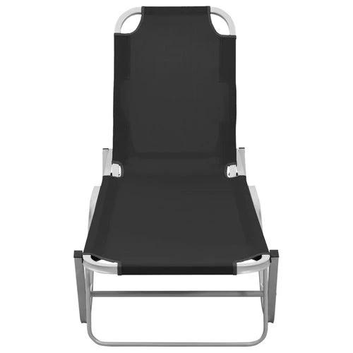 vidaXL Sun Lounger Aluminium and Textilene Black - Sun Lounger