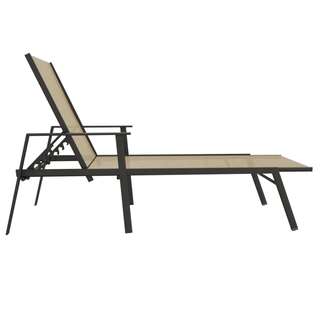 vidaXL Sun Lounger Steel and Textilene Fabric Black by vidaXL