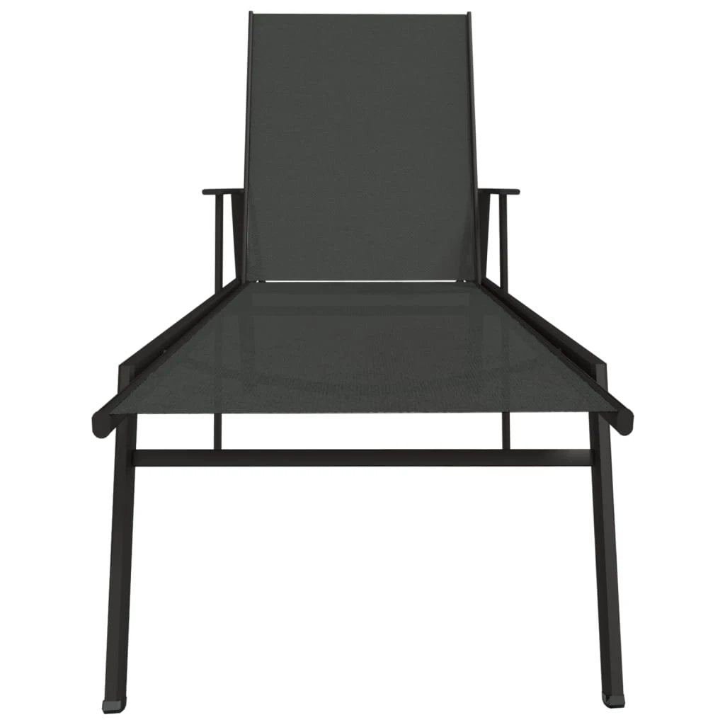 vidaXL Sun Lounger Steel and Textilene Fabric Black by vidaXL