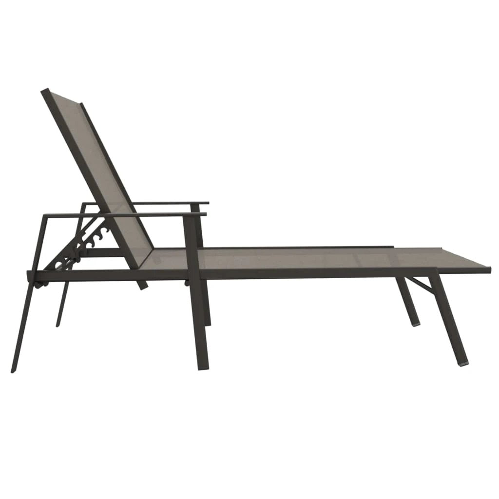 vidaXL Sun Lounger Steel and Textilene Fabric Black by vidaXL