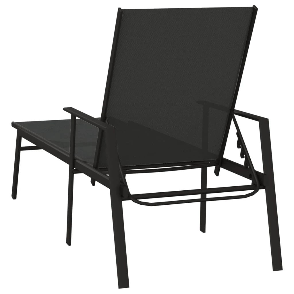 vidaXL Sun Lounger Steel and Textilene Fabric Black by vidaXL