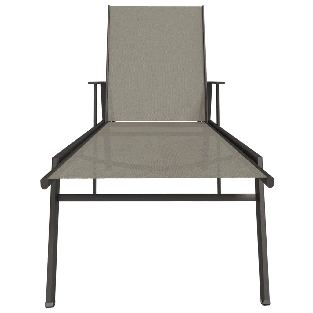 vidaXL Sun Lounger Steel and Textilene Fabric Black by vidaXL