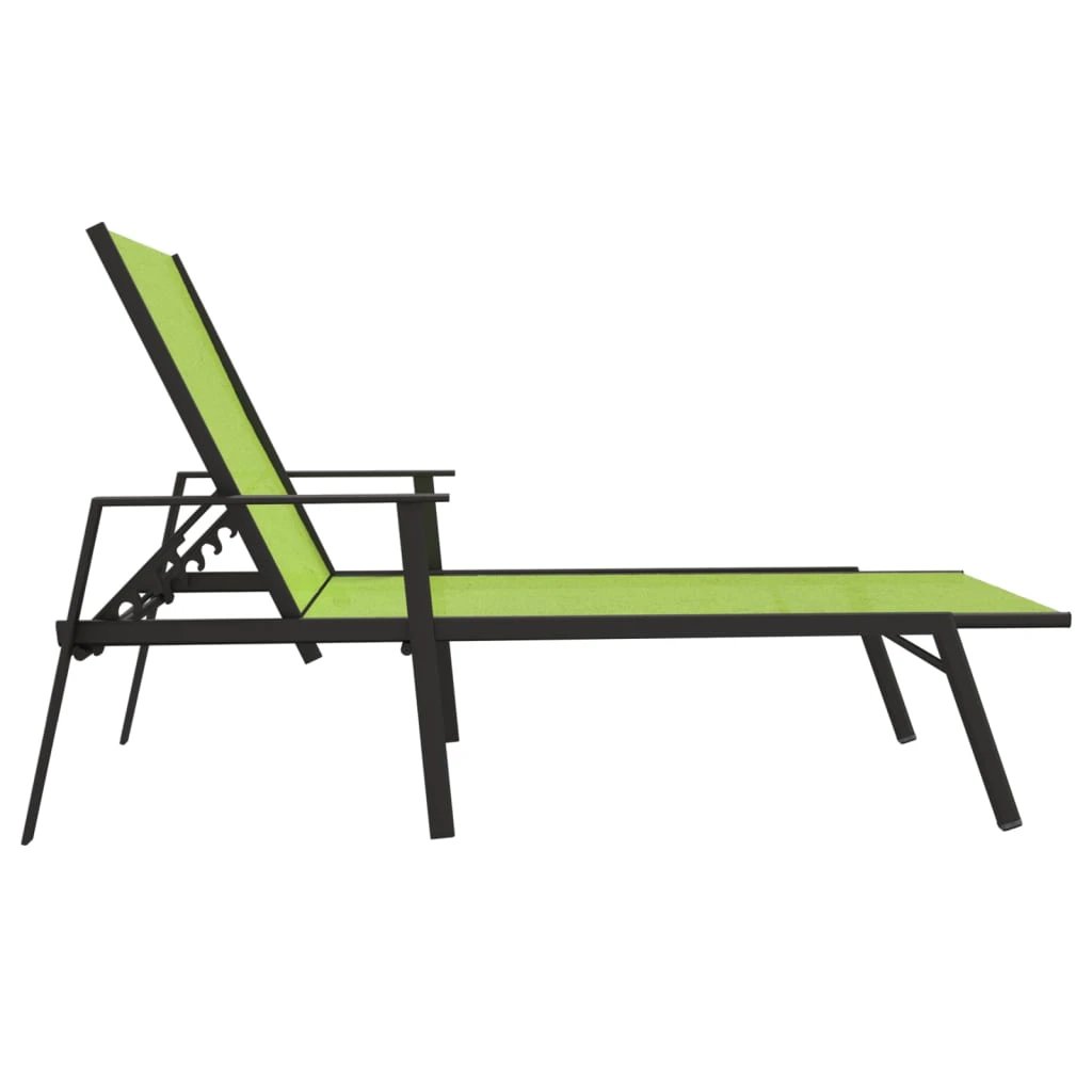 vidaXL Sun Lounger Steel and Textilene Fabric Black by vidaXL