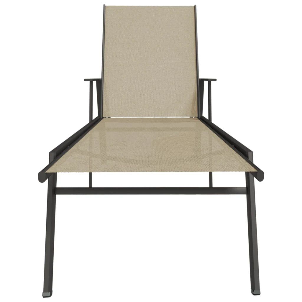 vidaXL Sun Lounger Steel and Textilene Fabric Black by vidaXL