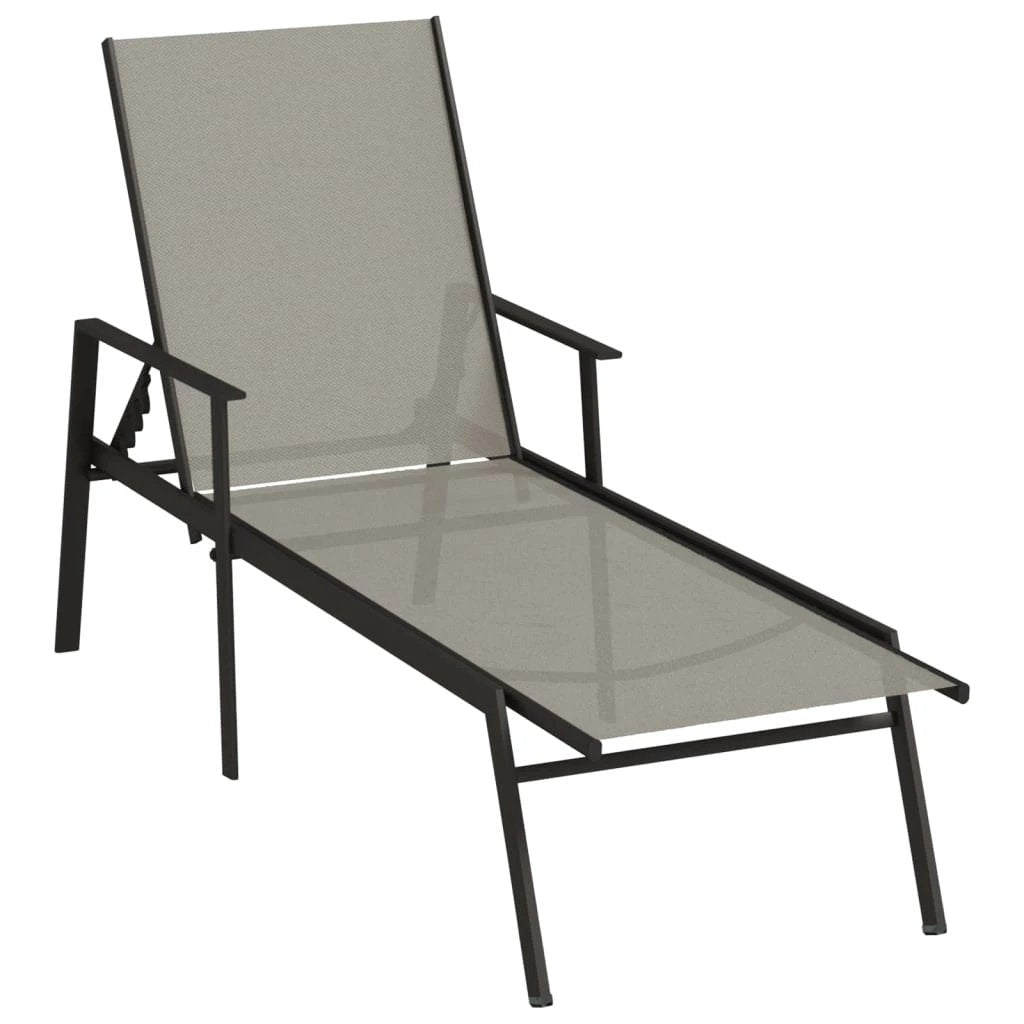 vidaXL Sun Lounger Steel and Textilene Fabric Black by vidaXL