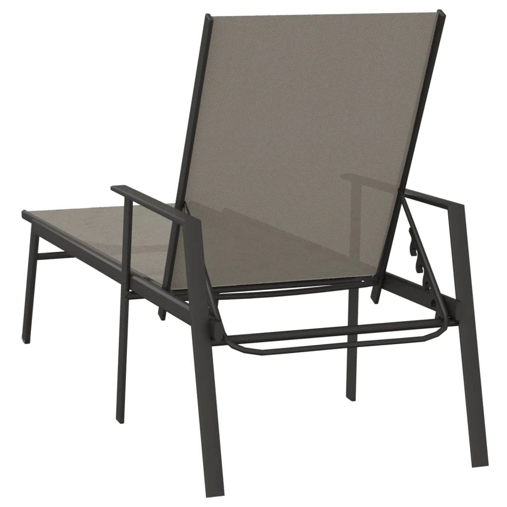 vidaXL Sun Lounger Steel and Textilene Fabric Black by vidaXL