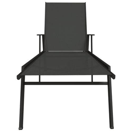 vidaXL Sun Lounger Steel and Textilene Fabric Black by vidaXL