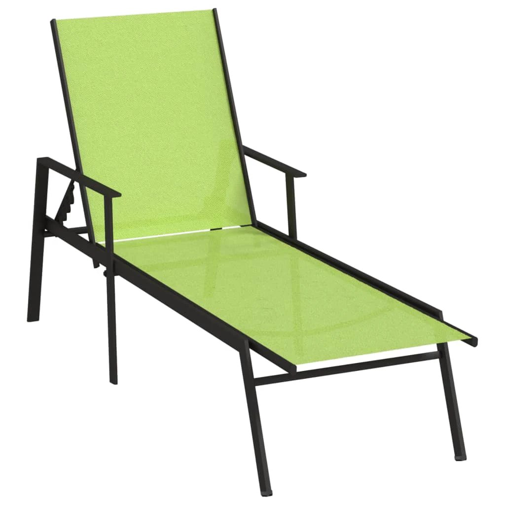 vidaXL Sun Lounger Steel and Textilene Fabric Black by vidaXL