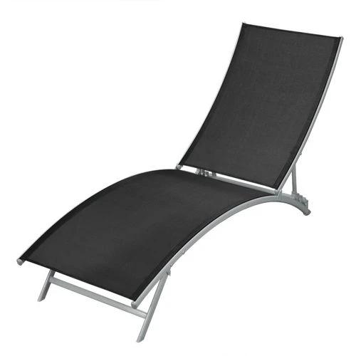 Sun Lounger Steel and Textilene Black by vidaXL