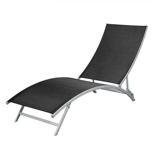 Sun Lounger Steel and Textilene Black by vidaXL