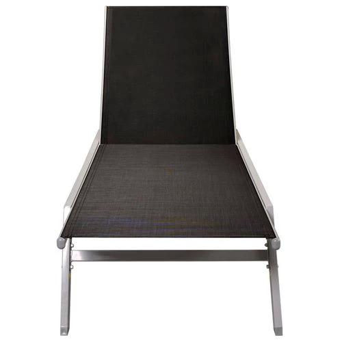 vidaXL Sun Lounger Steel and Textilene Black - Sun Lounger