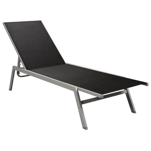 vidaXL Sun Lounger Steel and Textilene Black - Sun Lounger