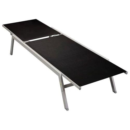 vidaXL Sun Lounger Steel and Textilene Black - Sun Lounger