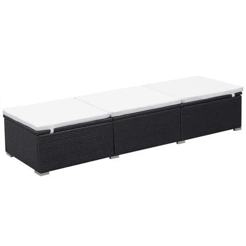 vidaXL Sun Lounger with Cream White Cushion Poly Rattan Black - Sun Lounger