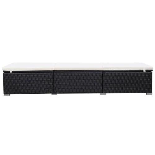 vidaXL Sun Lounger with Cream White Cushion Poly Rattan Black - Sun Lounger