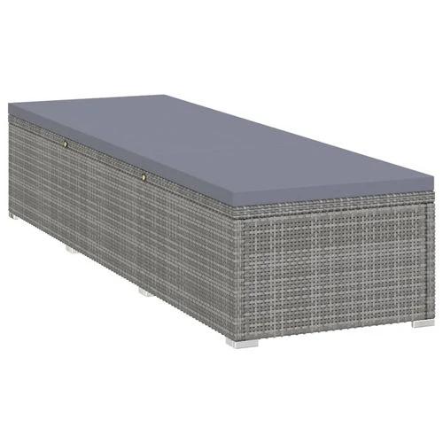 Sun Lounger with Dark Grey Cushion Poly Rattan Grey by vidaXL