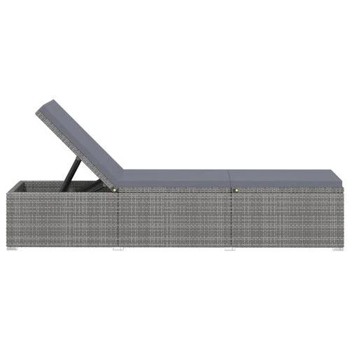 Sun Lounger with Dark Grey Cushion Poly Rattan Grey by vidaXL