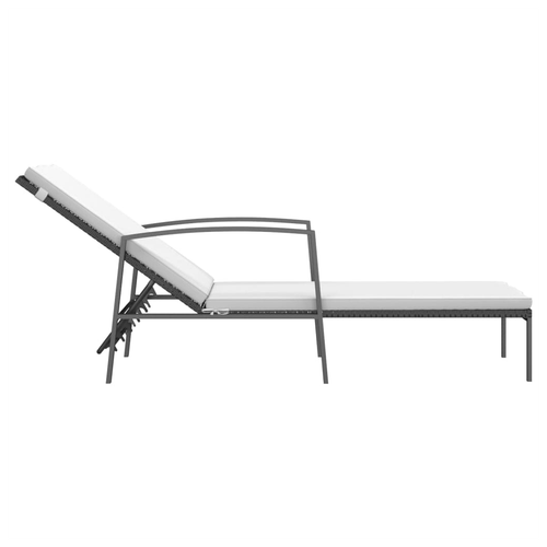 vidaXL Garden Sun Lounger with Cushion Poly Rattan Black by vidaXL