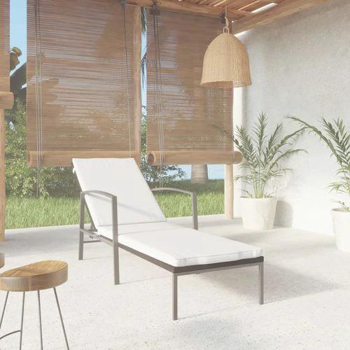 vidaXL Garden Sun Lounger with Cushion Poly Rattan Black by vidaXL