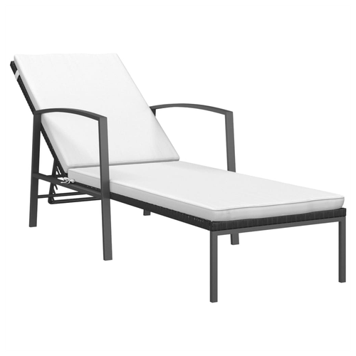vidaXL Garden Sun Lounger with Cushion Poly Rattan Black by vidaXL