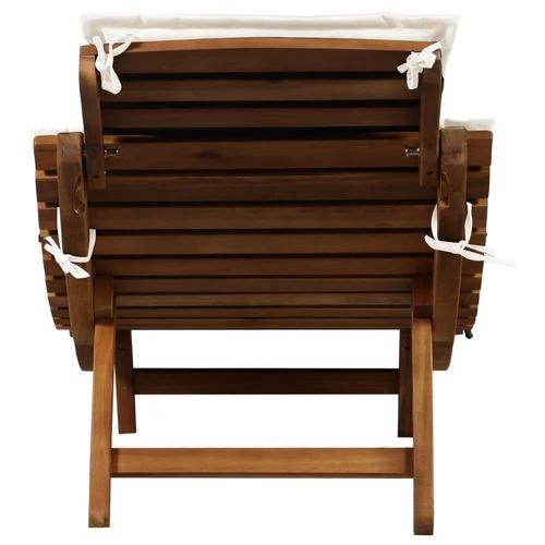 vidaXL Sun Lounger with Cream Cushions Solid Wood Acacia - Sun Lounger
