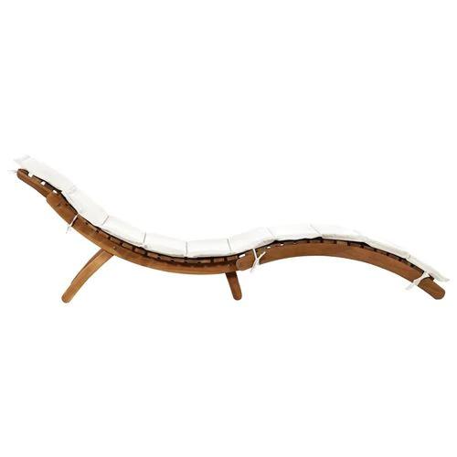 vidaXL Sun Lounger with Cream Cushions Solid Wood Acacia - Sun Lounger