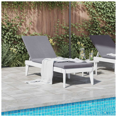 vidaXL vidaXL Sun Lounger with Cushion White 186x60x29 cm PP - Sun Lounger