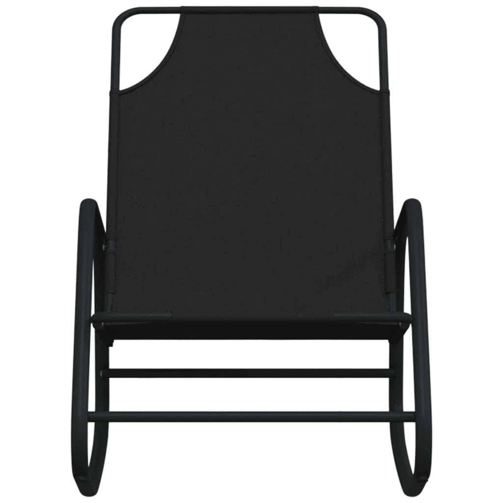 vidaXL Rocking Sun Lounger Black Steel and Textilene by vidaXL