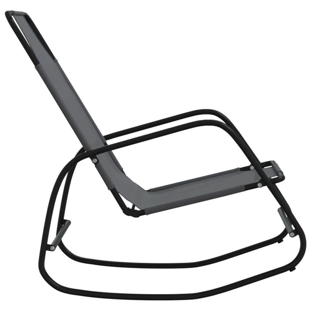 vidaXL Rocking Sun Lounger Black Steel and Textilene - Sun Lounger