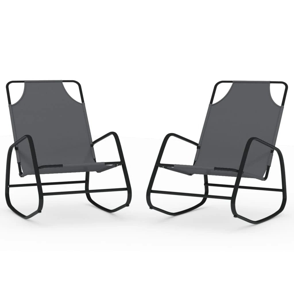 vidaXL Rocking Sun Lounger Black Steel and Textilene - Sun Lounger