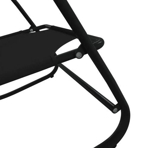vidaXL Rocking Sun Lounger Black Steel and Textilene - Sun Lounger