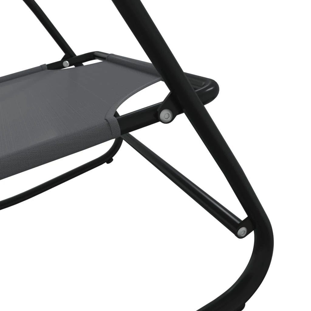 vidaXL Rocking Sun Lounger Black Steel and Textilene - Sun Lounger