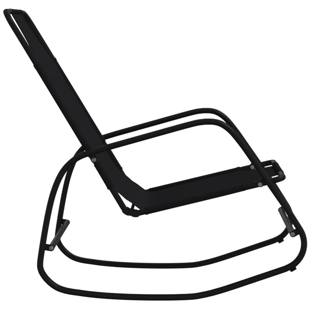 vidaXL Rocking Sun Lounger Black Steel and Textilene by vidaXL
