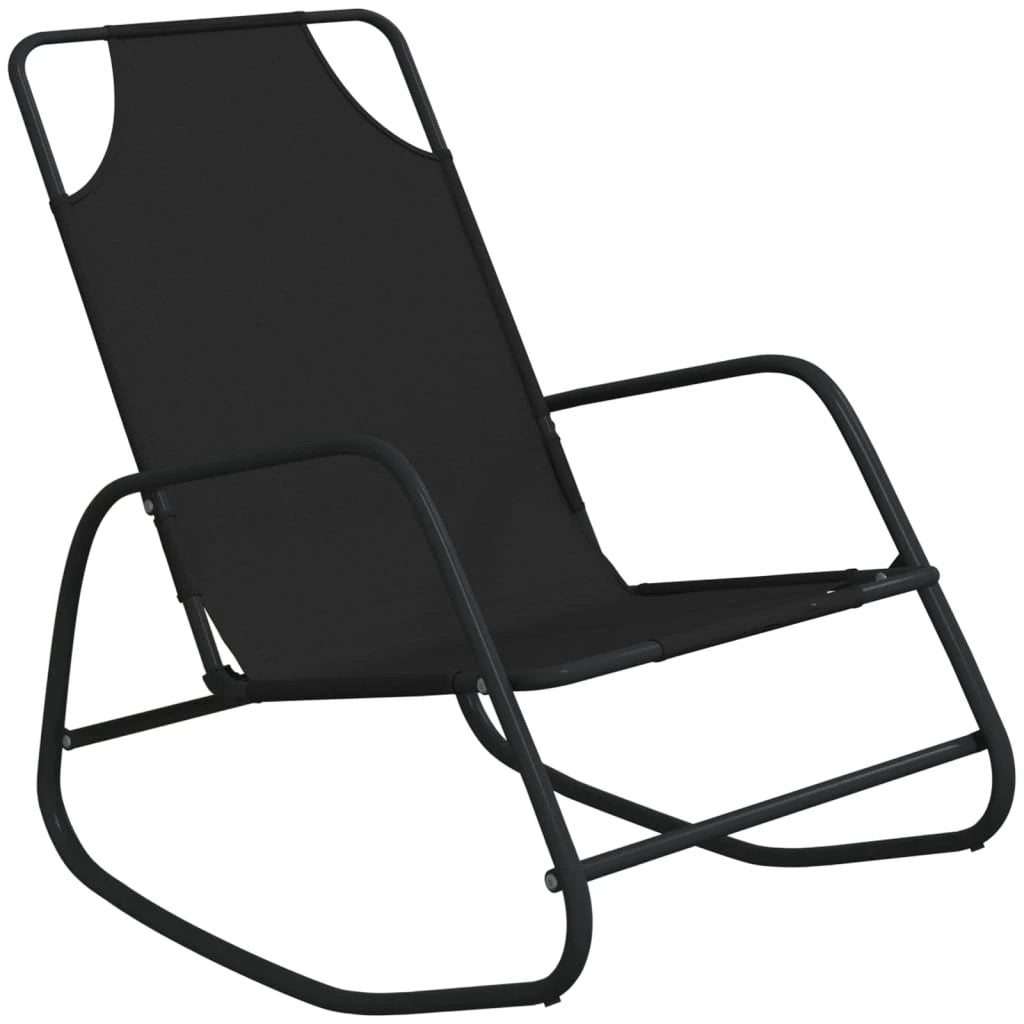 vidaXL Rocking Sun Lounger Black Steel and Textilene by vidaXL