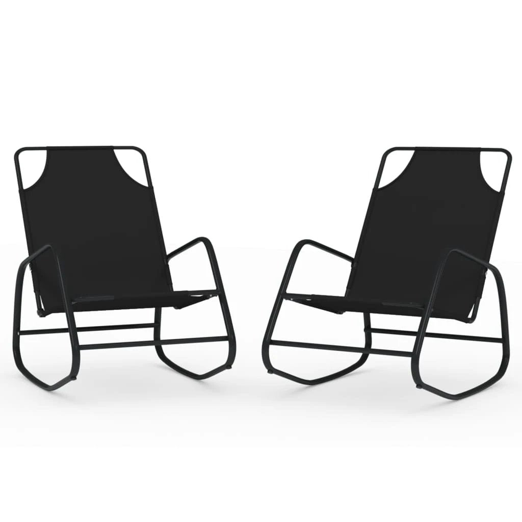 vidaXL Rocking Sun Lounger Black Steel and Textilene by vidaXL