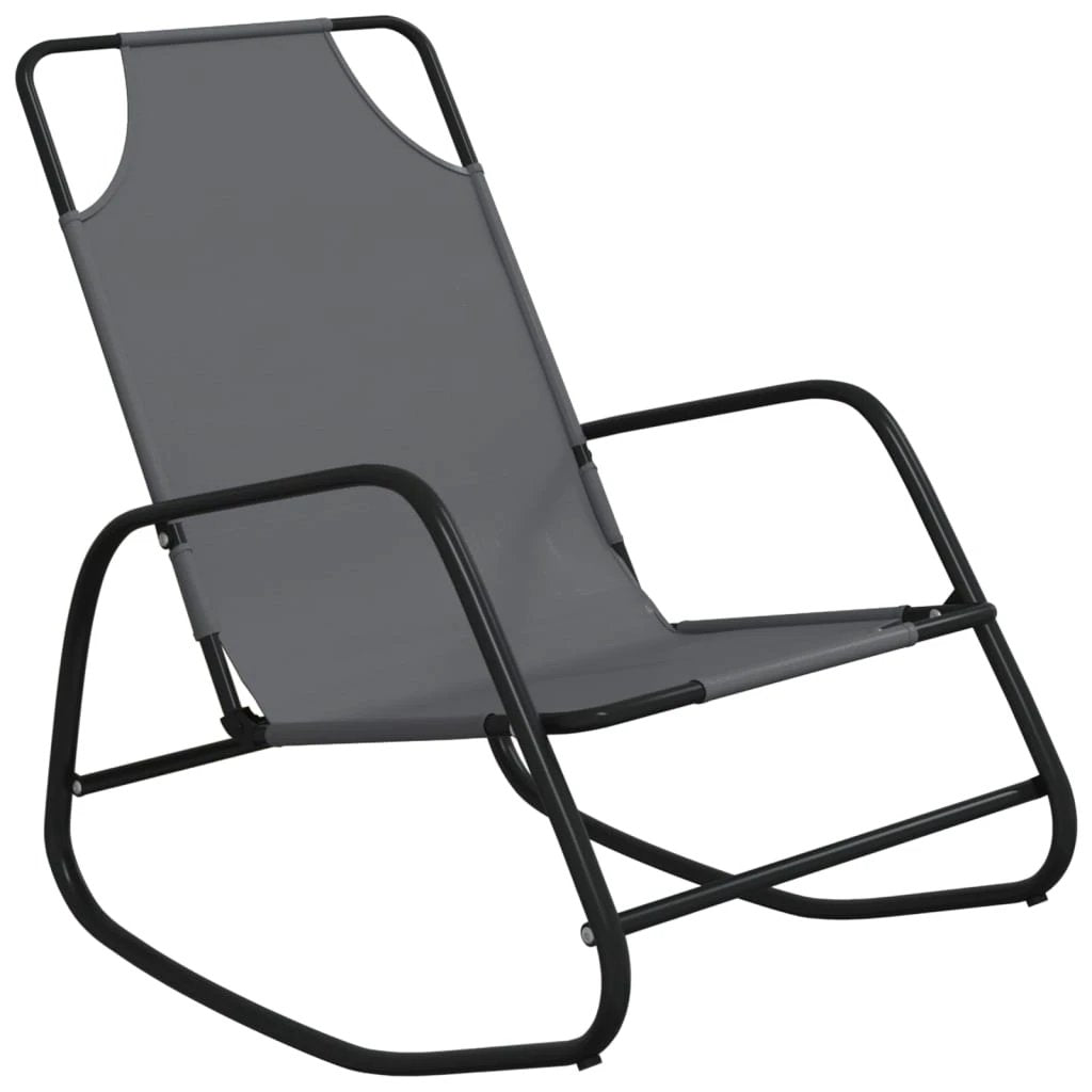 vidaXL Rocking Sun Lounger Black Steel and Textilene - Sun Lounger