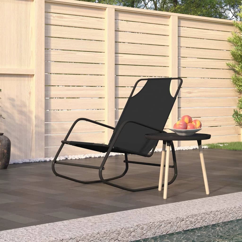 vidaXL Rocking Sun Lounger Black Steel and Textilene - Sun Lounger