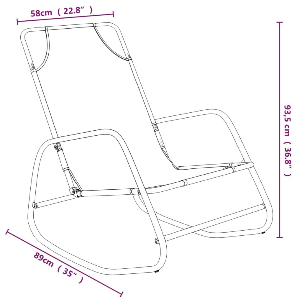 vidaXL Rocking Sun Lounger Black Steel and Textilene - Sun Lounger