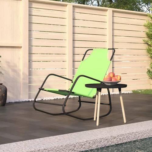 vidaXL Rocking Sun Lounger Black Steel and Textilene - Sun Lounger