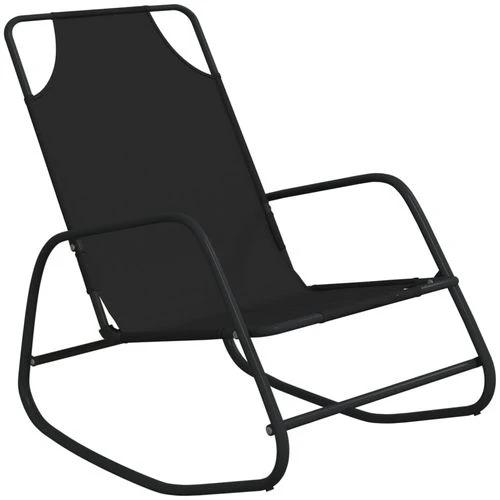 vidaXL Rocking Sun Lounger Black Steel and Textilene - Sun Lounger