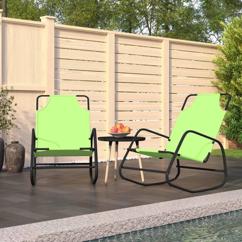 vidaXL Rocking Sun Lounger Black Steel and Textilene - Sun Lounger