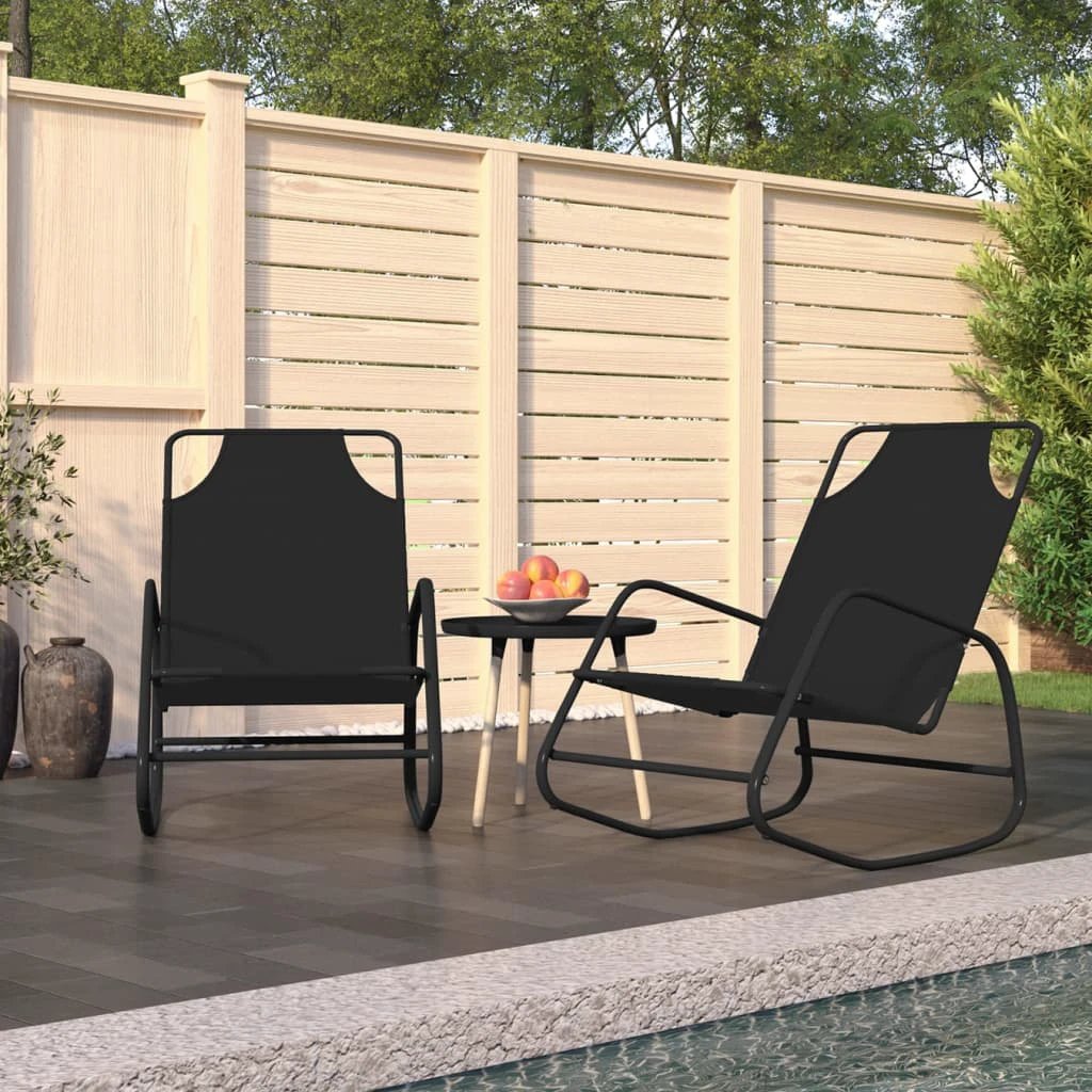 vidaXL Rocking Sun Lounger Black Steel and Textilene by vidaXL
