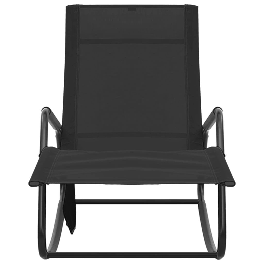 vidaXL Sun Lounger Steel and Textilene Black by vidaXL