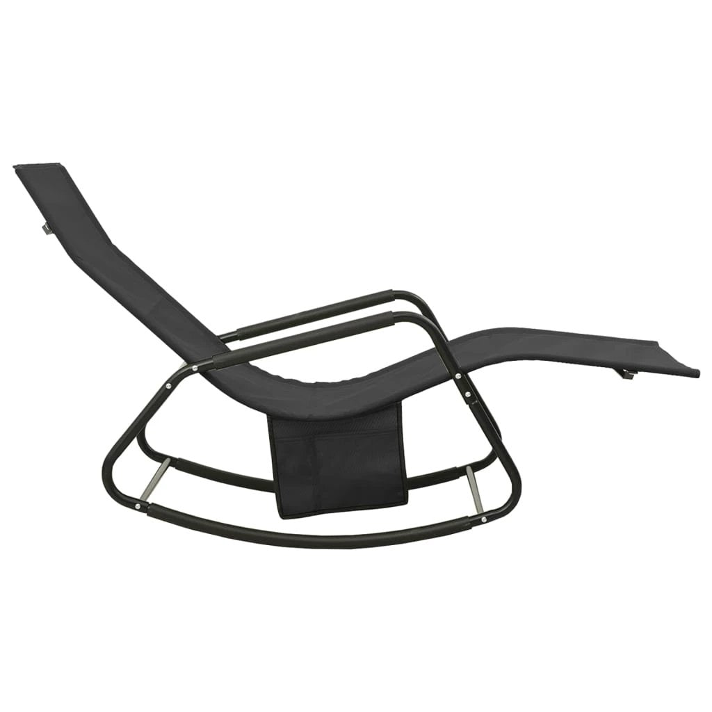 vidaXL Sun Lounger Steel and Textilene Black by vidaXL