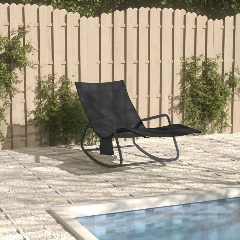 vidaXL Sun Lounger Steel and Textilene Black by vidaXL
