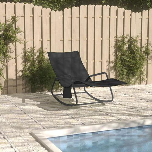 vidaXL Sun Lounger Steel and Textilene Black by vidaXL