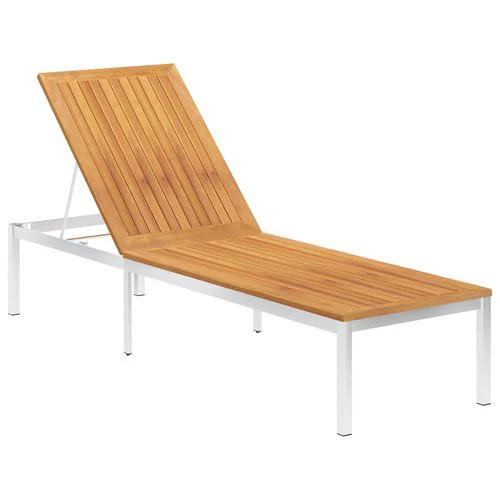 vidaXL Sun Lounger Solid Acacia Wood and Stainless Steel - Sun Lounger