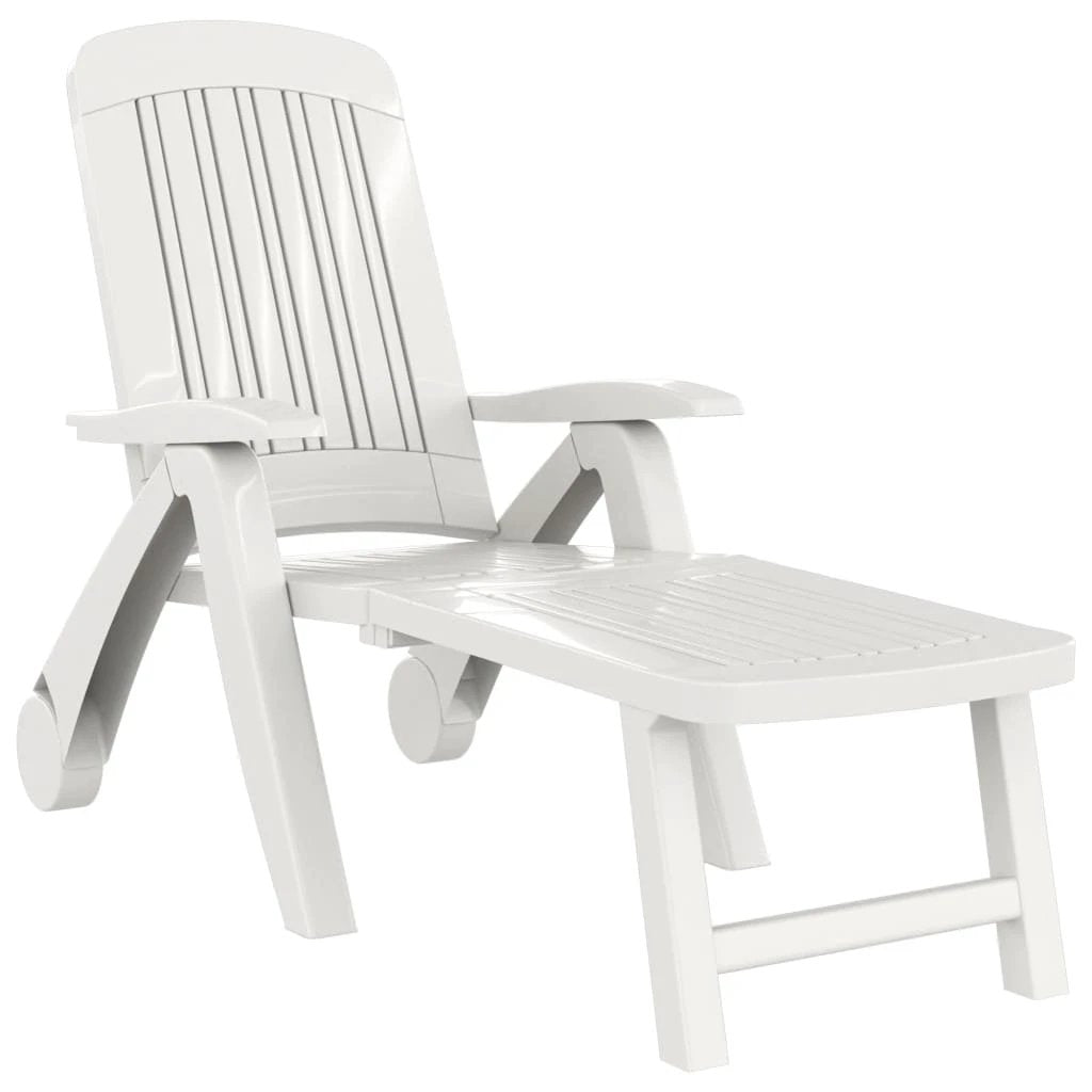 Folding Sun Lounger Polypropylene White by vidaXL
